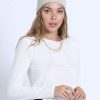 Women Sans Souci Shirts & T-Shirts | Long Sleeve Shoulder Pad Top Offwhite