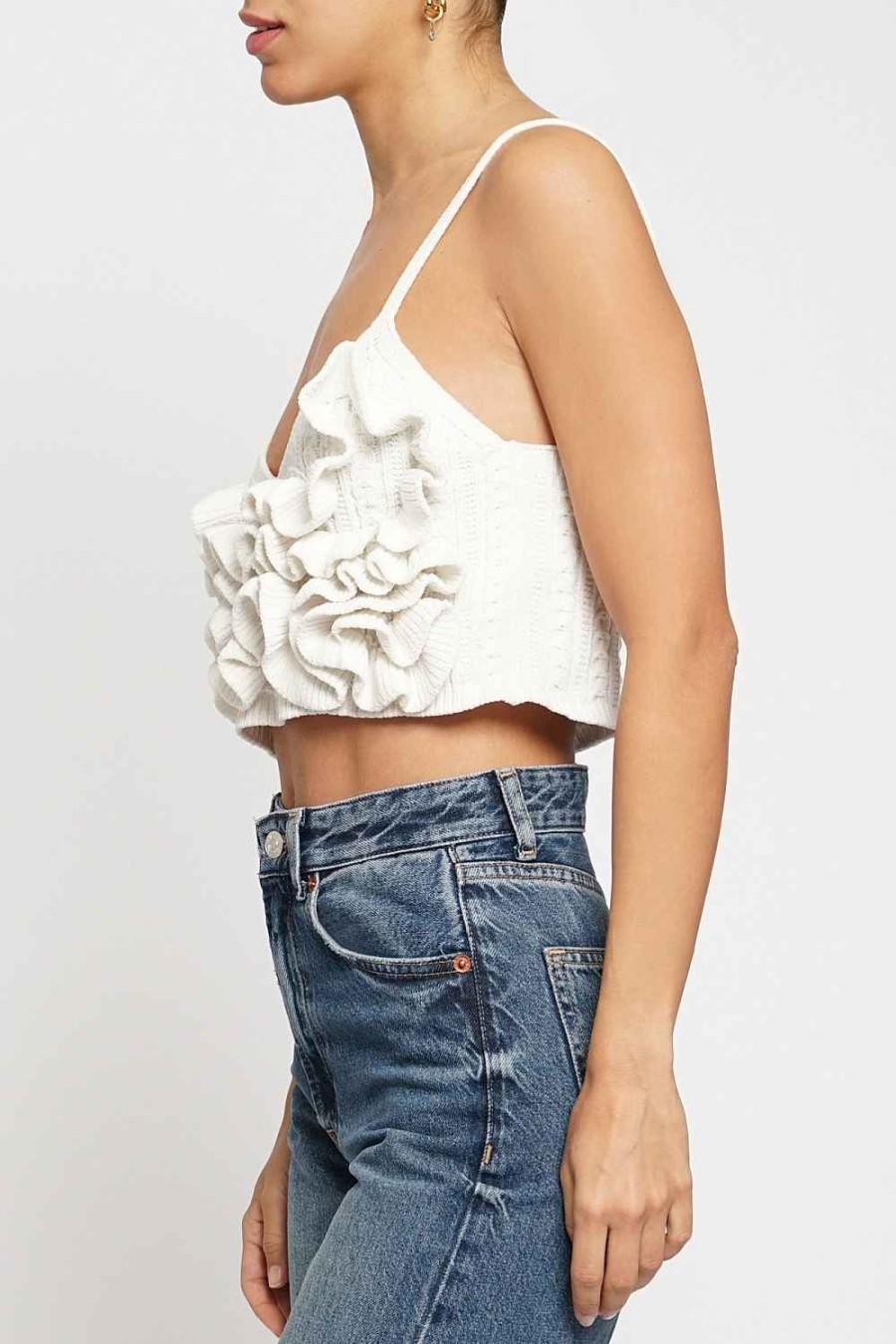 Women Sans Souci Crop Tops | Chenille Ruffle Cropped Cami