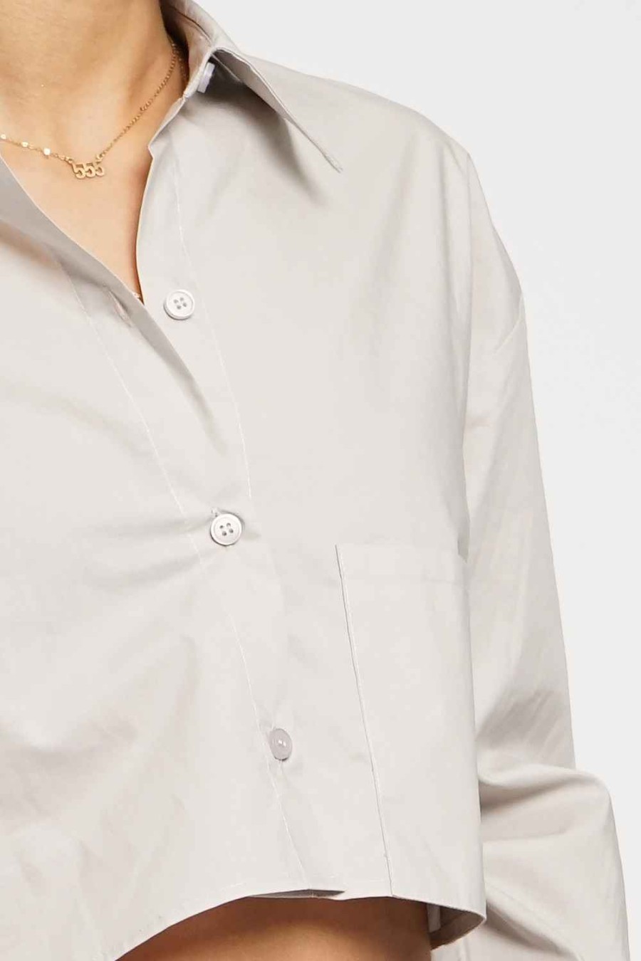 Women Sans Souci Shirts & T-Shirts | Solid Poplin Cropped Shirt