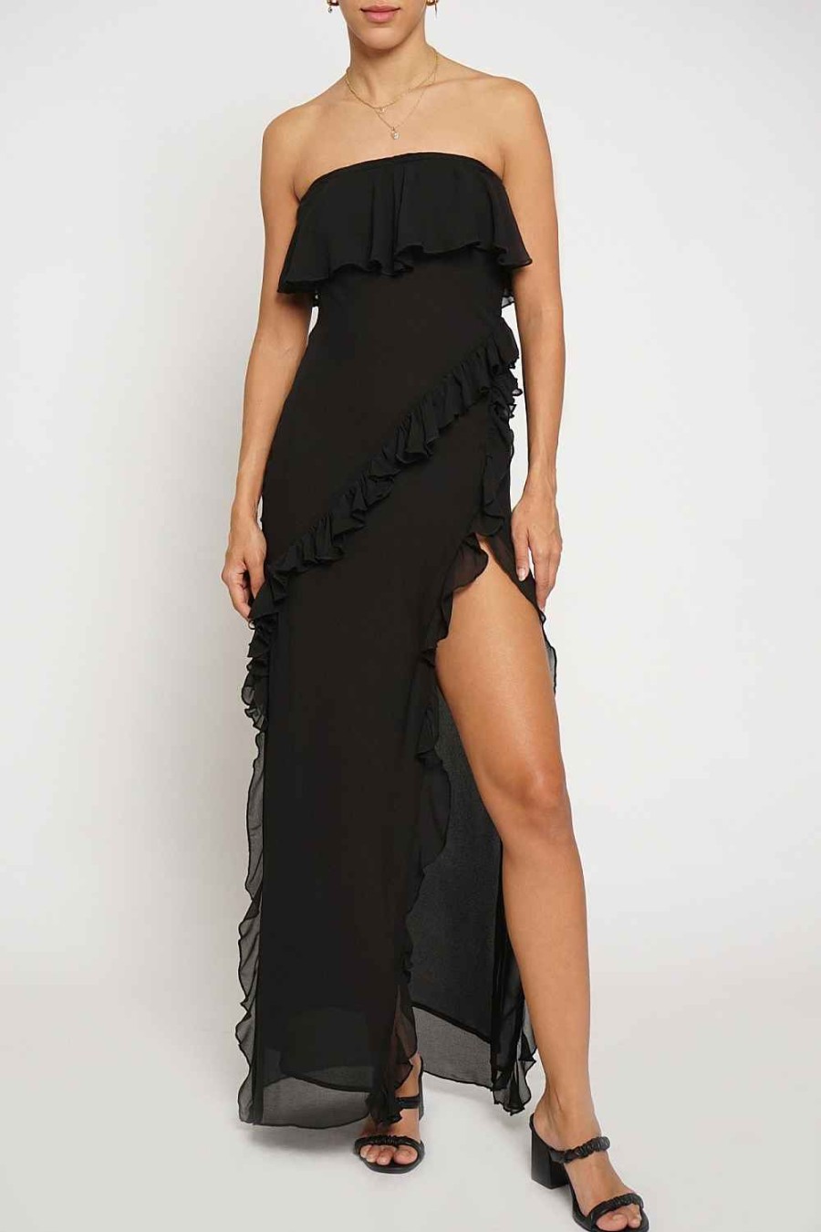 Women Sans Souci Maxi Dresses | Ruffled Georgette Tube Dress