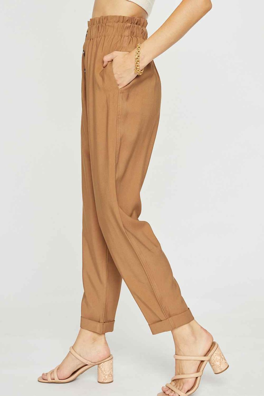 Women Sans Souci Pants | Paper Bag Waist Cuff Pants