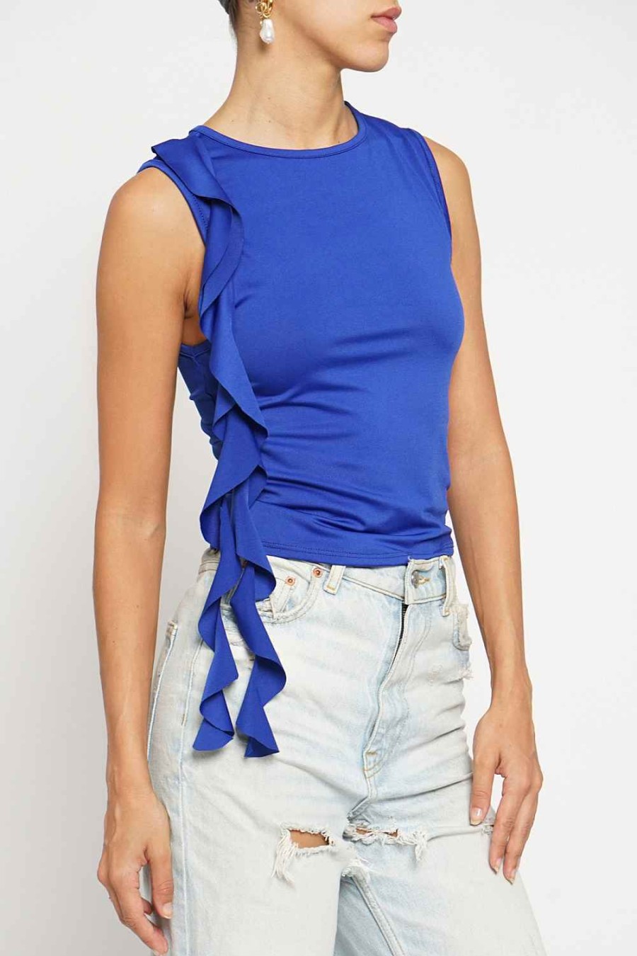 Women Sans Souci Sleeveless Tops | Ruffle Tank Top