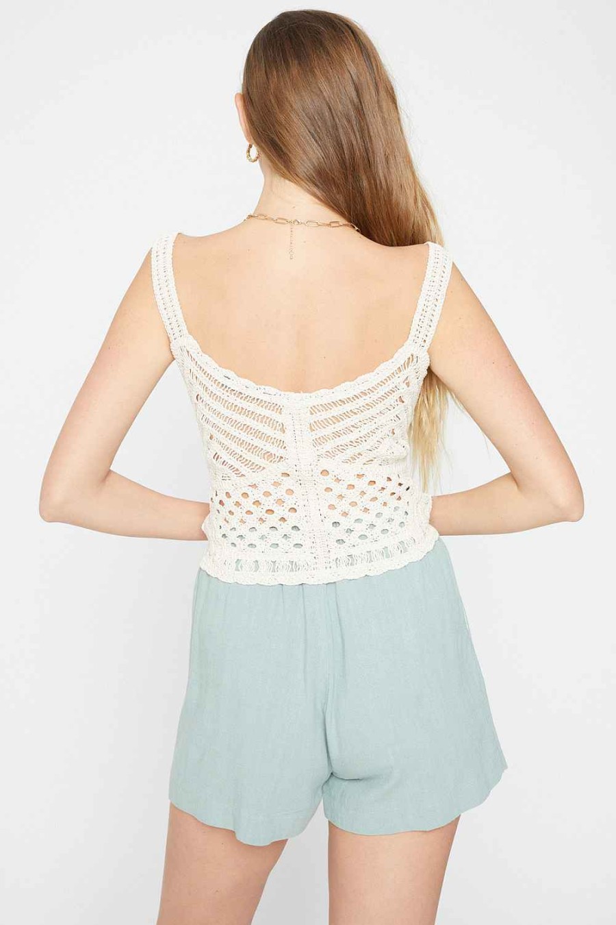 Women Sans Souci Sleeveless Tops | Crochet Cami Top Natural