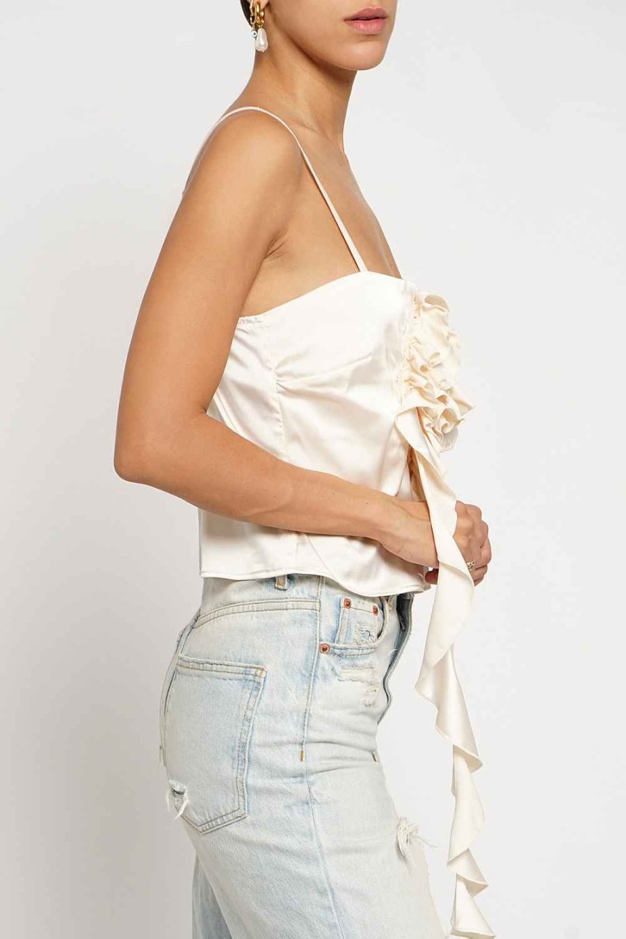 Women Sans Souci Sleeveless Tops | Rosette Satin Cami