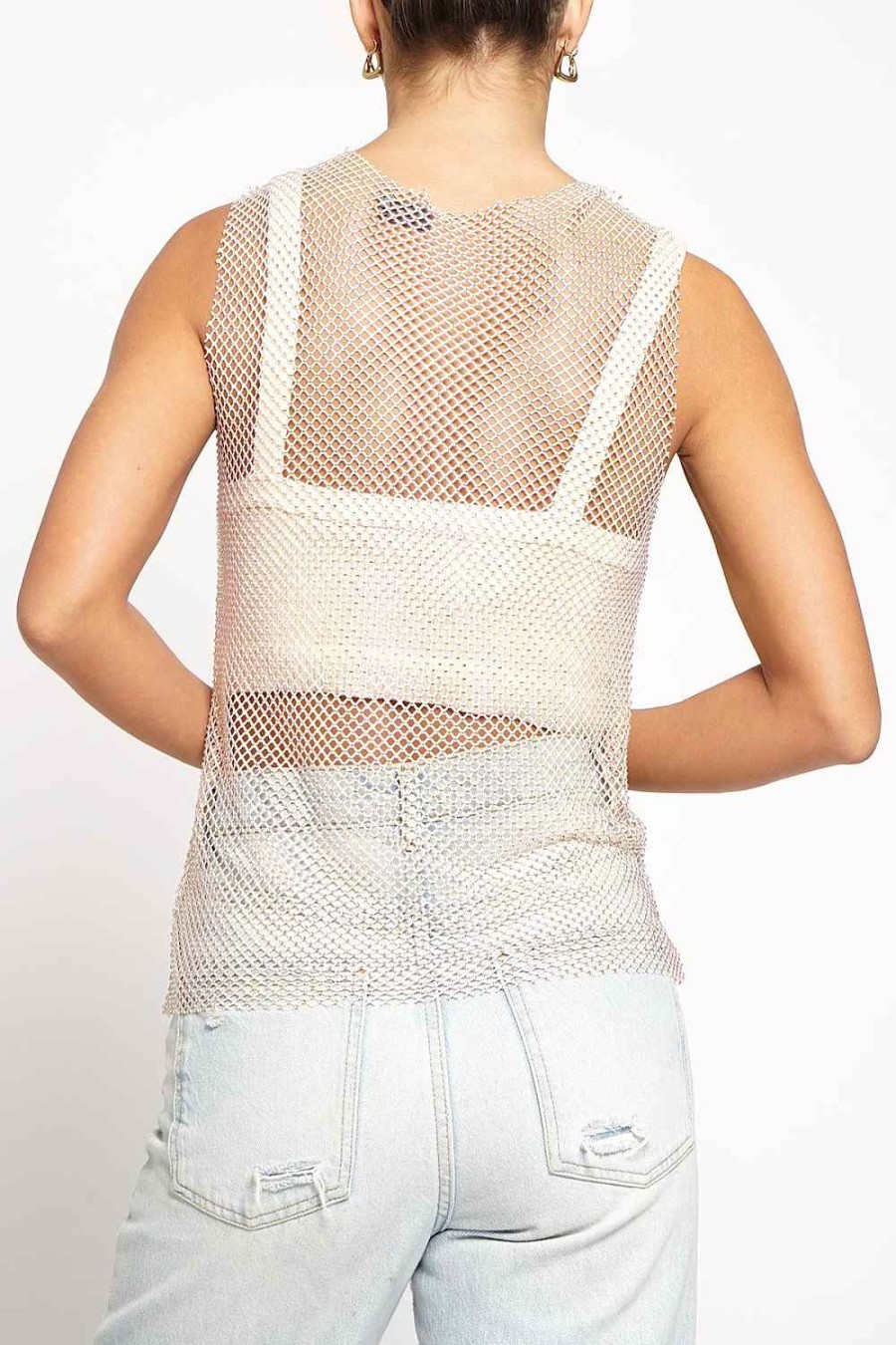 Women Sans Souci Sleeveless Tops | Cut Edge Rhinestone Tank Top