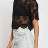 Women Sans Souci Crop Tops | Boxy Crochet Lace Crop Top