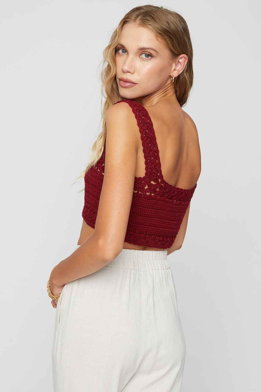 Women Sans Souci Crop Tops | Lace Up Crochet Top