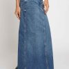 Women Sans Souci Skirts | Back Slit Slim Maxi Skirt Denim