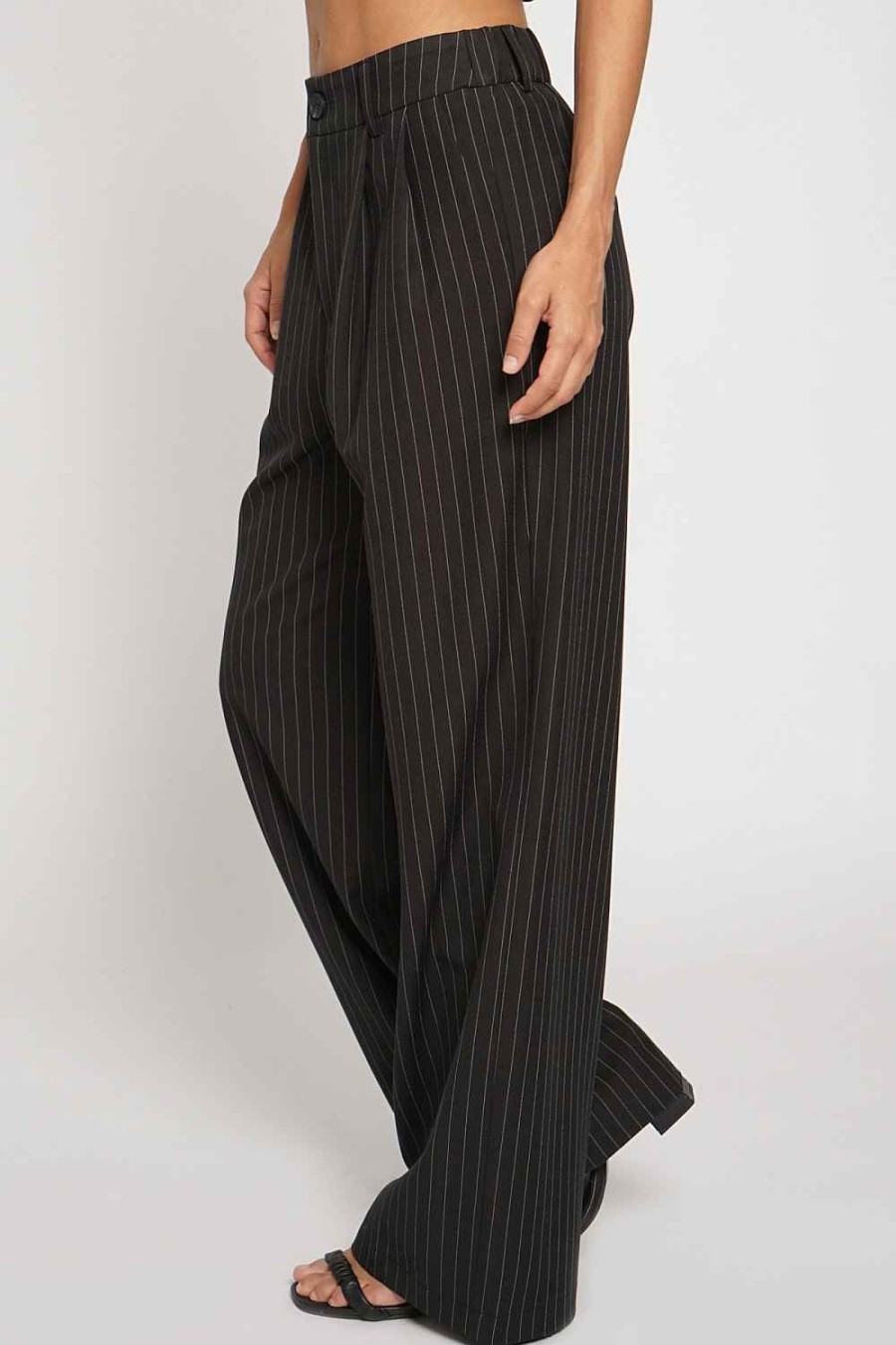 Women Sans Souci Pants | Pleated Pinstripe Trousers