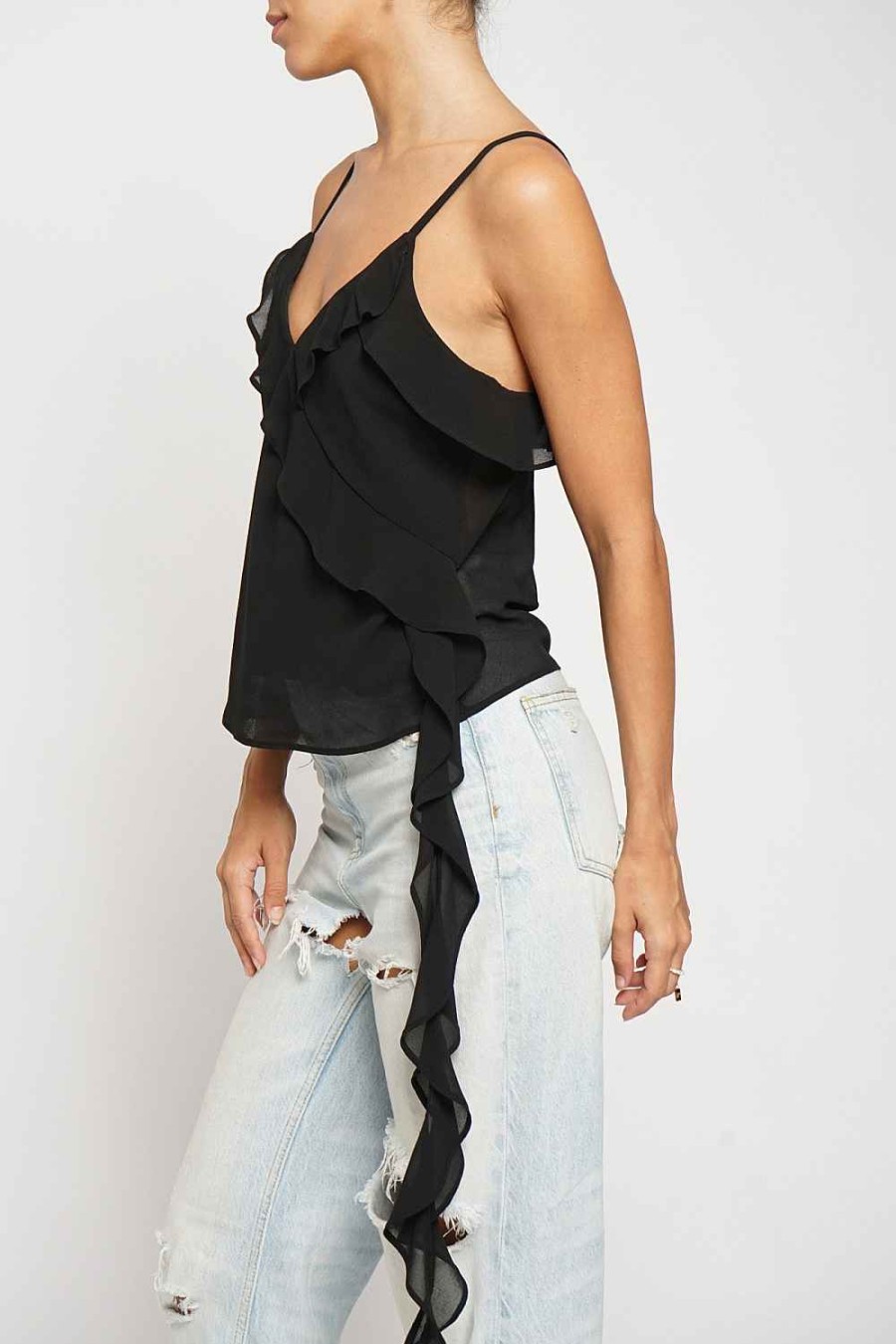 Women Sans Souci Tank Tops | Double Georgette Ruffled Cami