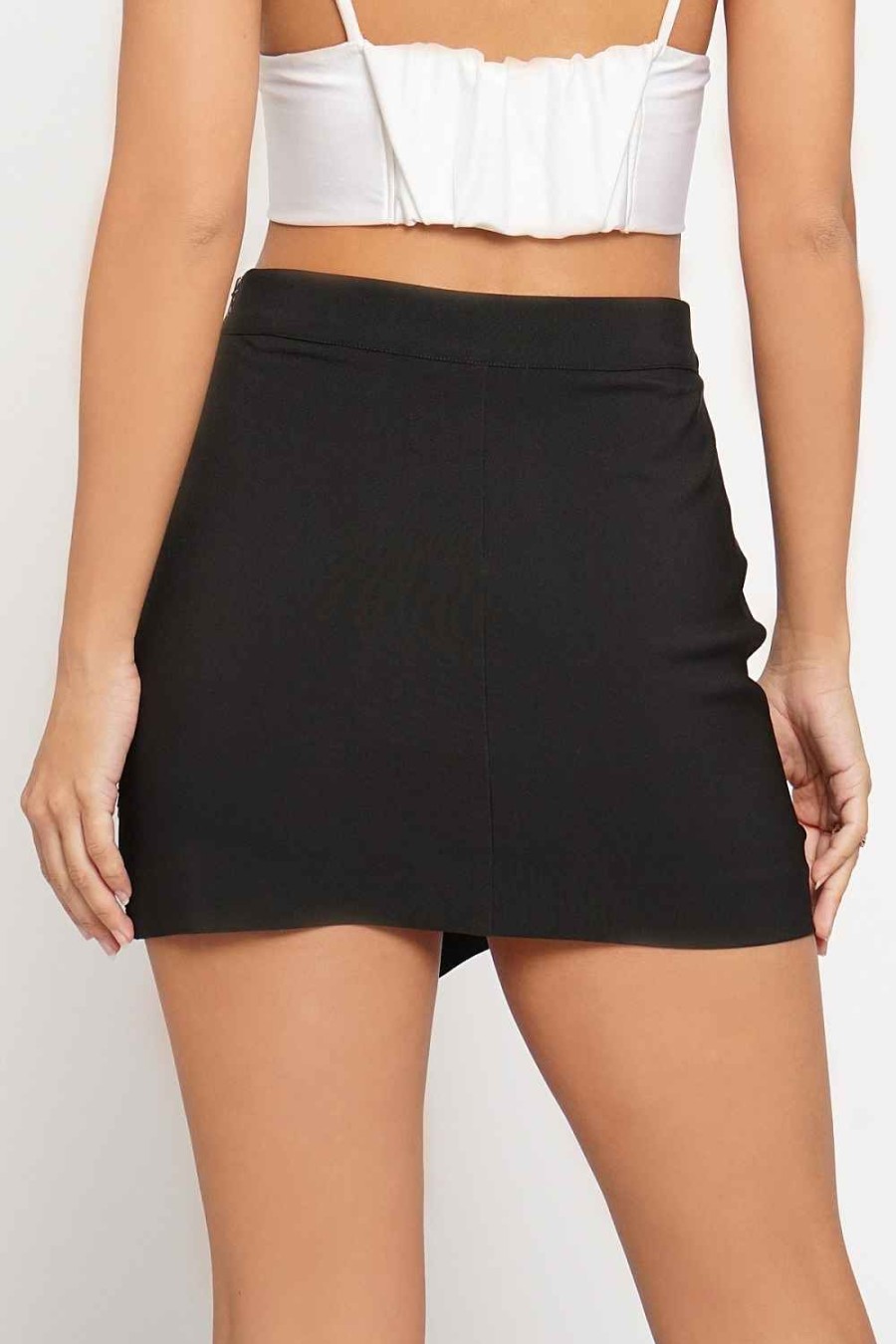 Women Sans Souci Skirts | Rhinestone Edge Cutout Mini Skirt Black