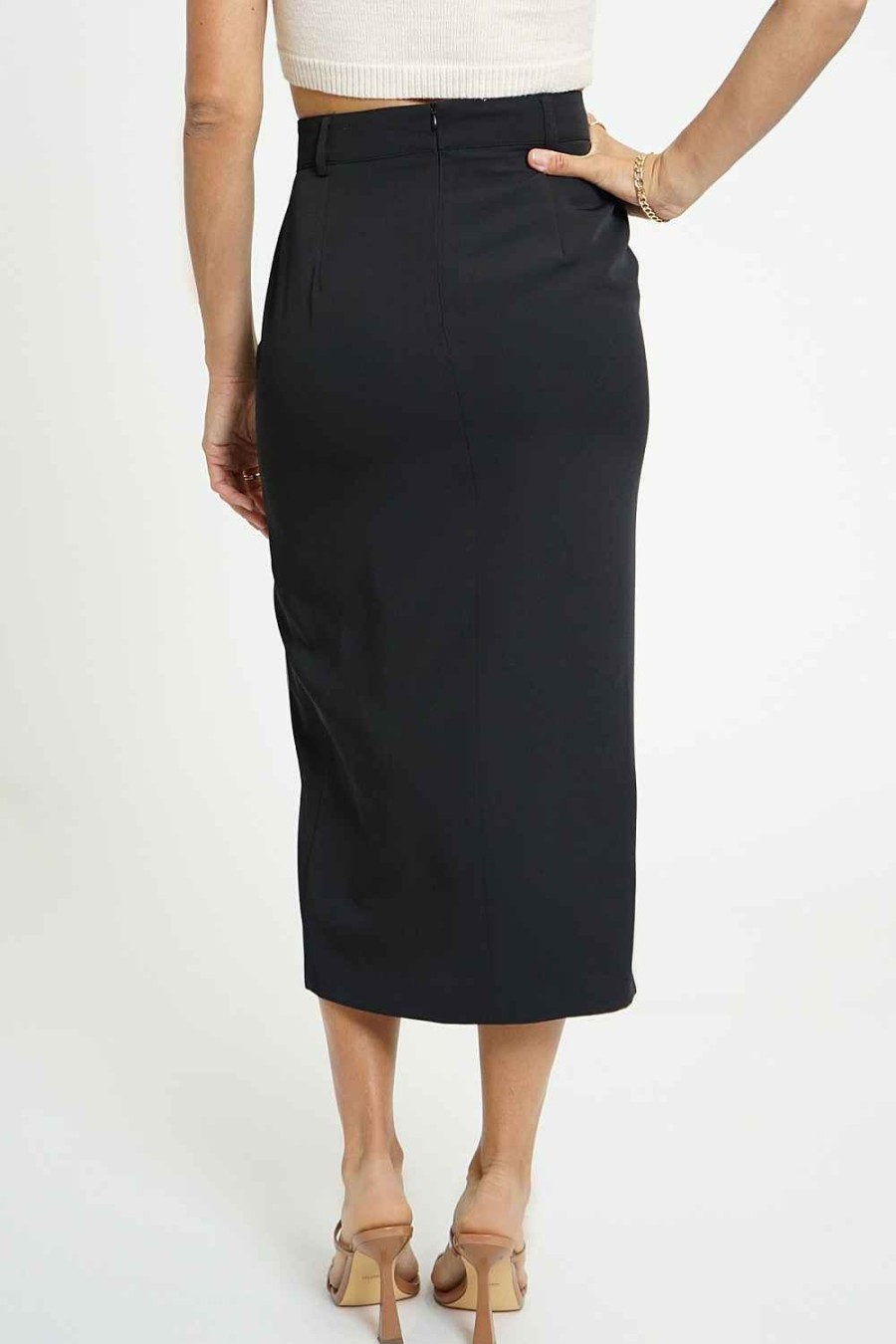 Women Sans Souci Skirts | Belted Midi Column Skirt