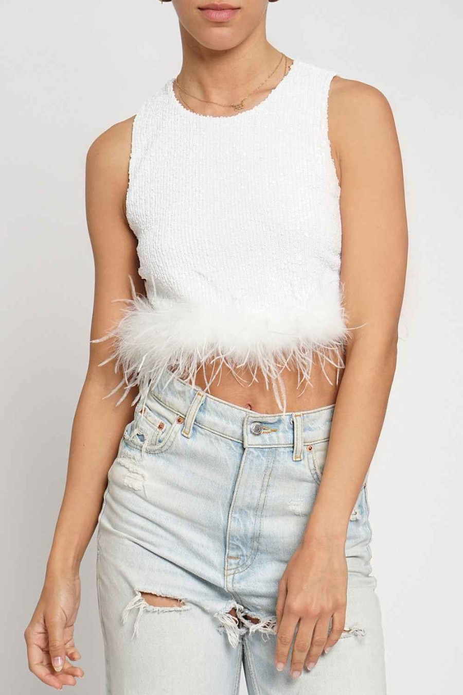 Women Sans Souci Crop Tops | Cropped Feather Sequin Top