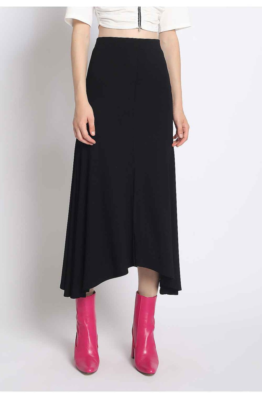 Women Sans Souci Skirts | Front Slit Midi Skirt Black