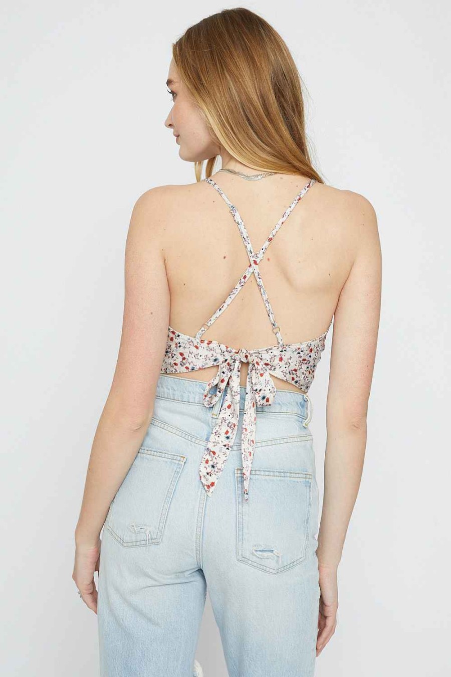 Women Sans Souci Crop Tops | Floral Cross Tied Top