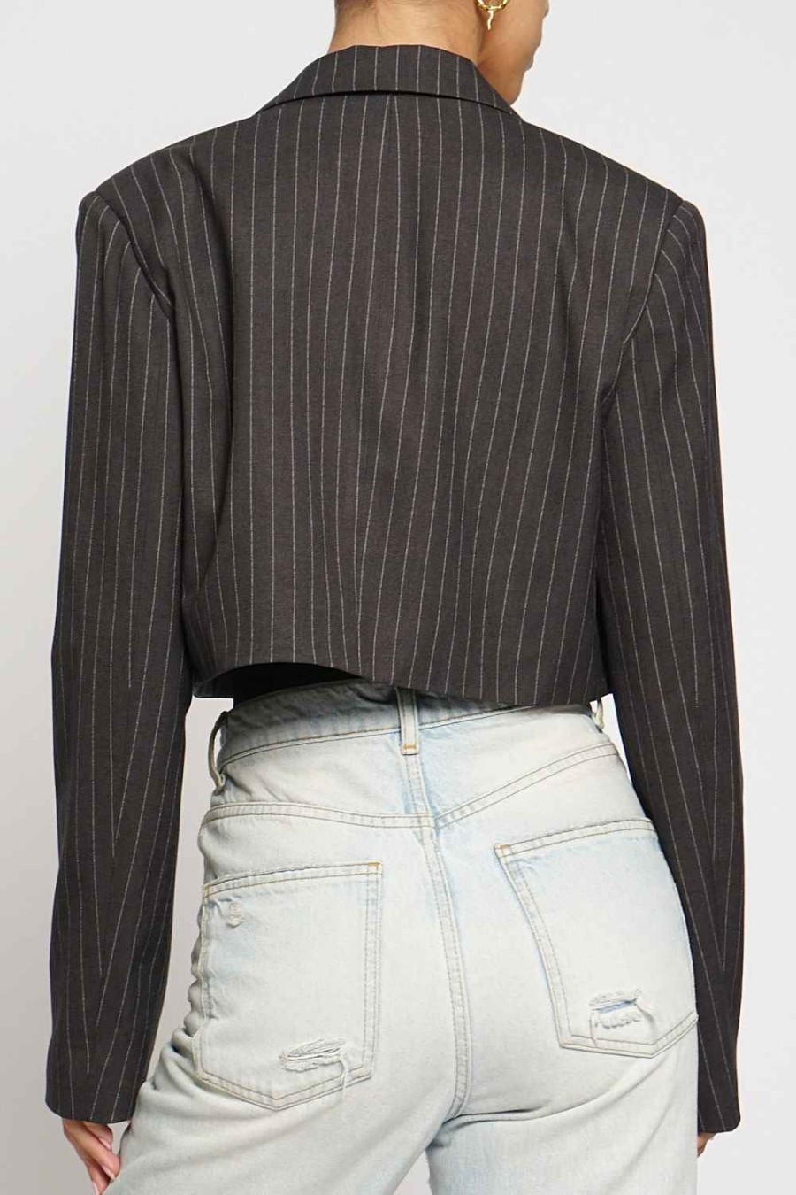 Women Sans Souci Jackets | Pinstripe Cropped Jacket