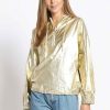 Women Sans Souci Hoodies & Pullovers | Metallic Hoodie Wind Breaker Gold