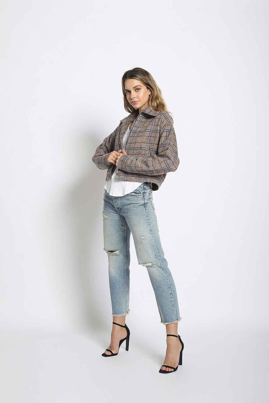 Women Sans Souci Jackets | Brushed Plaid Jacket