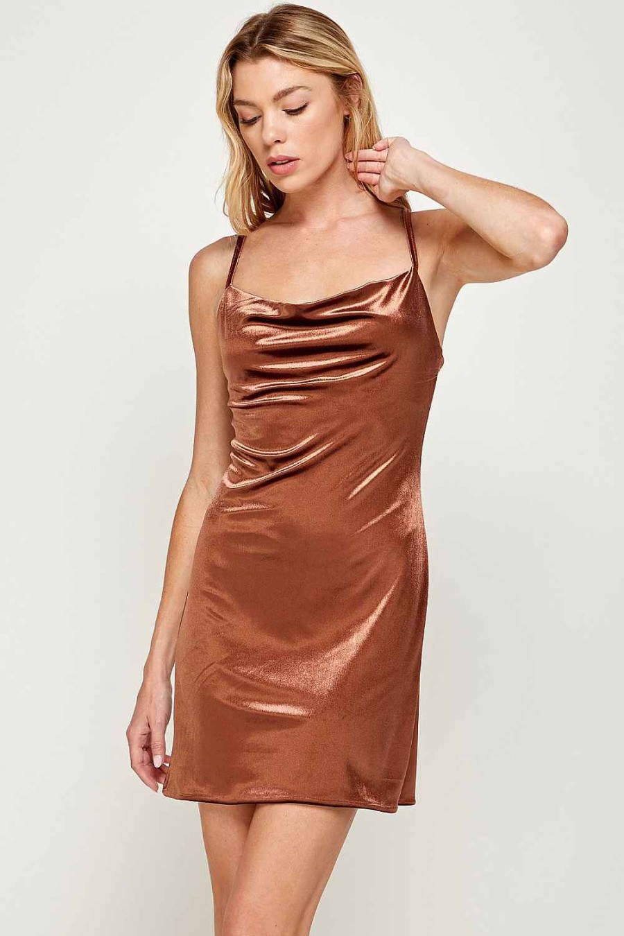 Women Sans Souci Mini Dresses | Velvet Cowl Mini Dress