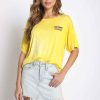 Women Sans Souci Shirts & T-Shirts | Boxy Crew Neck Tee Yellow