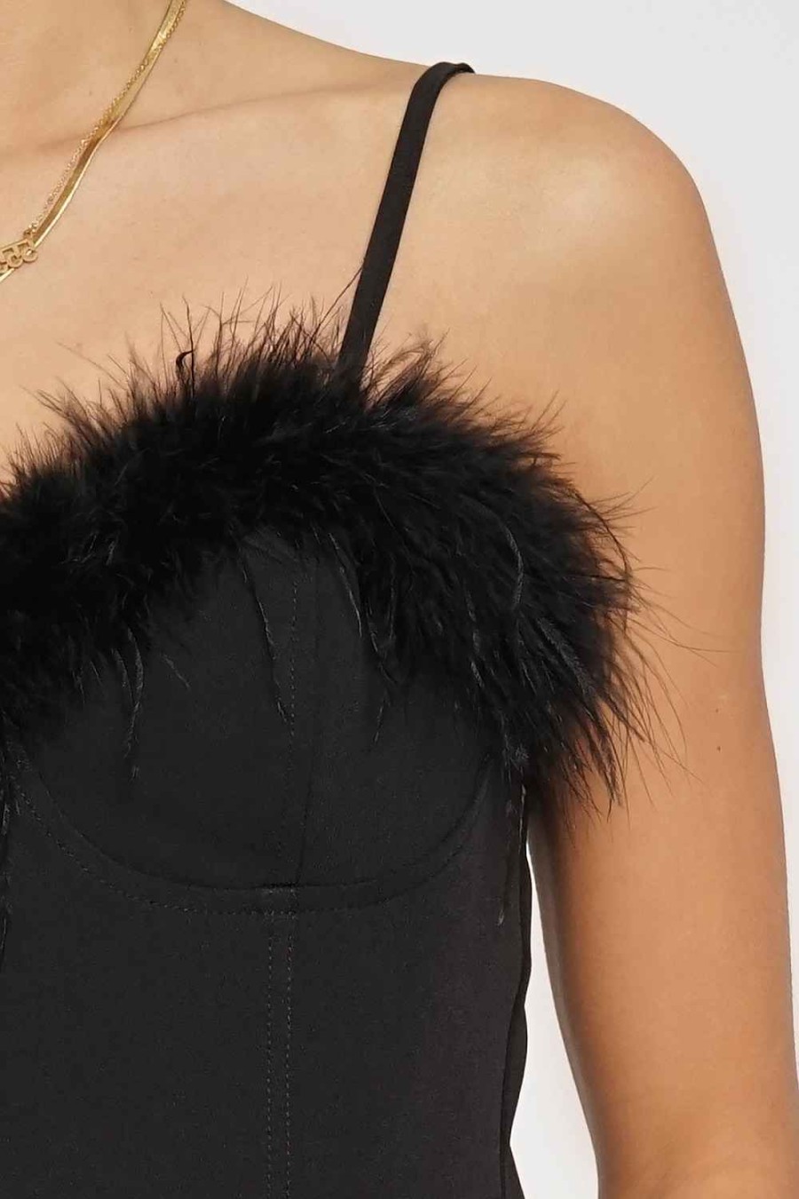 Women Sans Souci Crop Tops | Feather Trim Bra Top