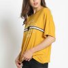 Women Sans Souci Short Sleeve Tops | Embellished Graphic Drop Shoulder Tee Mustard