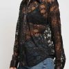 Women Sans Souci Long Sleeve Tops | Lace Button Down Shirt