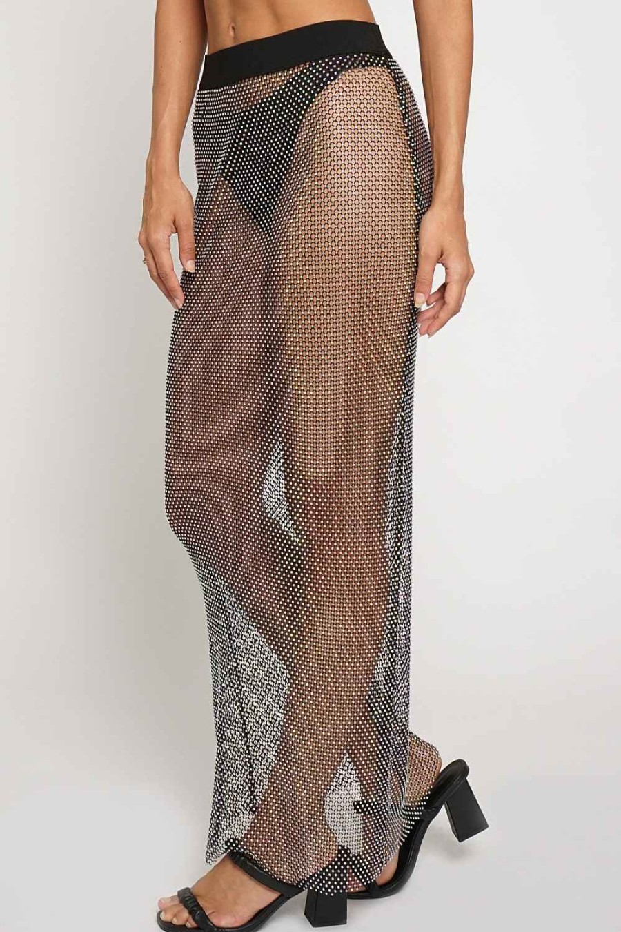 Women Sans Souci Skirts | Rhinestone Mesh Maxi Skirt