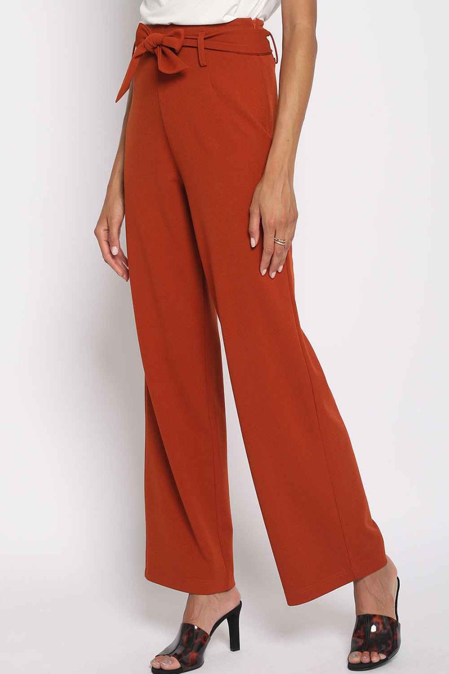 Women Sans Souci Pants | Self Tie Slacks Rust