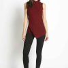 Women Sans Souci Sleeveless Tops | Mock Neck Bias Sleeveless Tunic