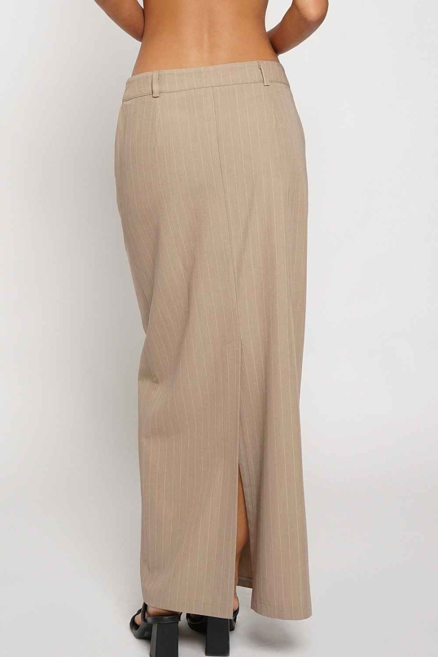 Women Sans Souci Skirts | Pinstripe Maxi Skirt With Slit