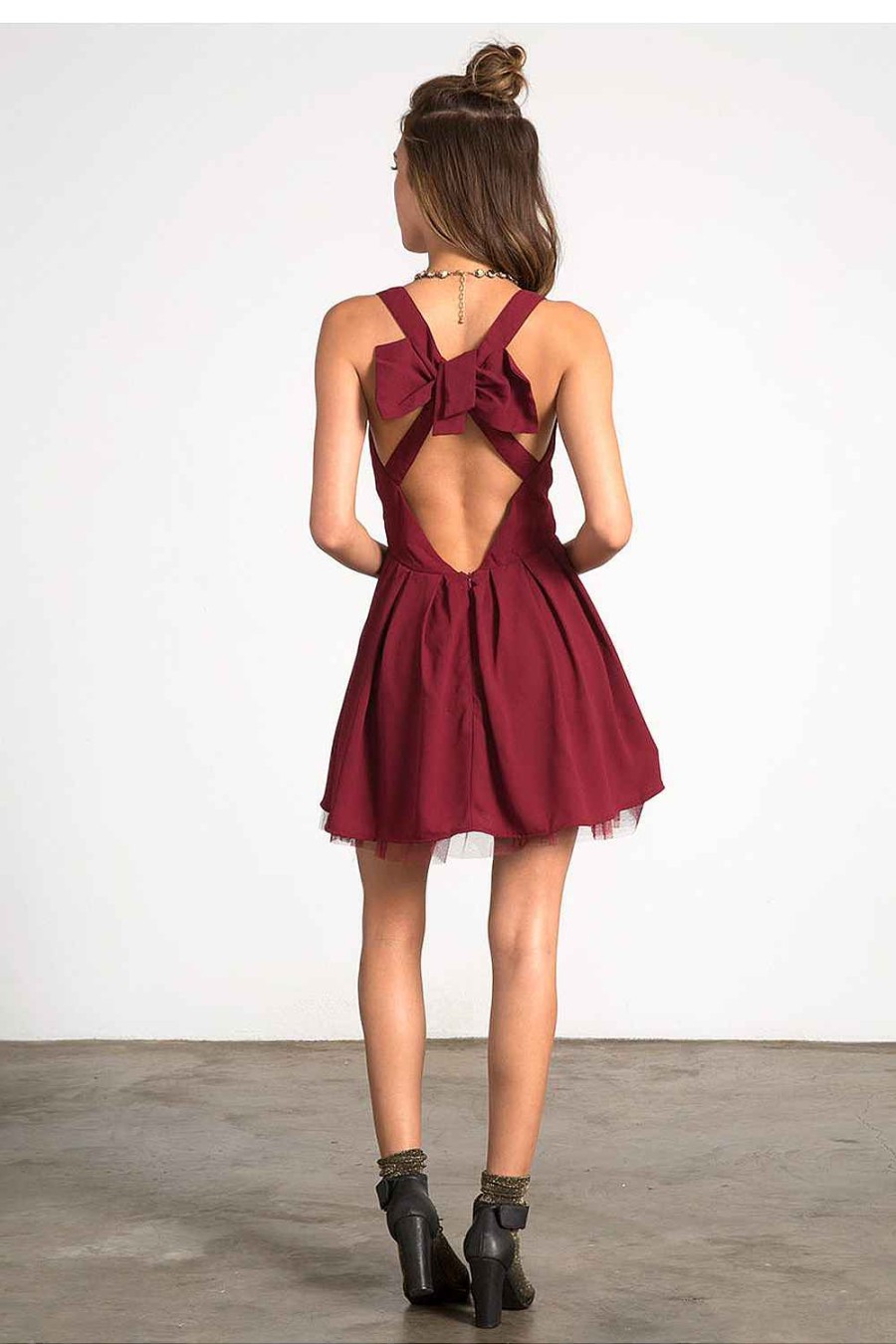 Women Sans Souci Mini Dresses | Bow Back Crepe Dress