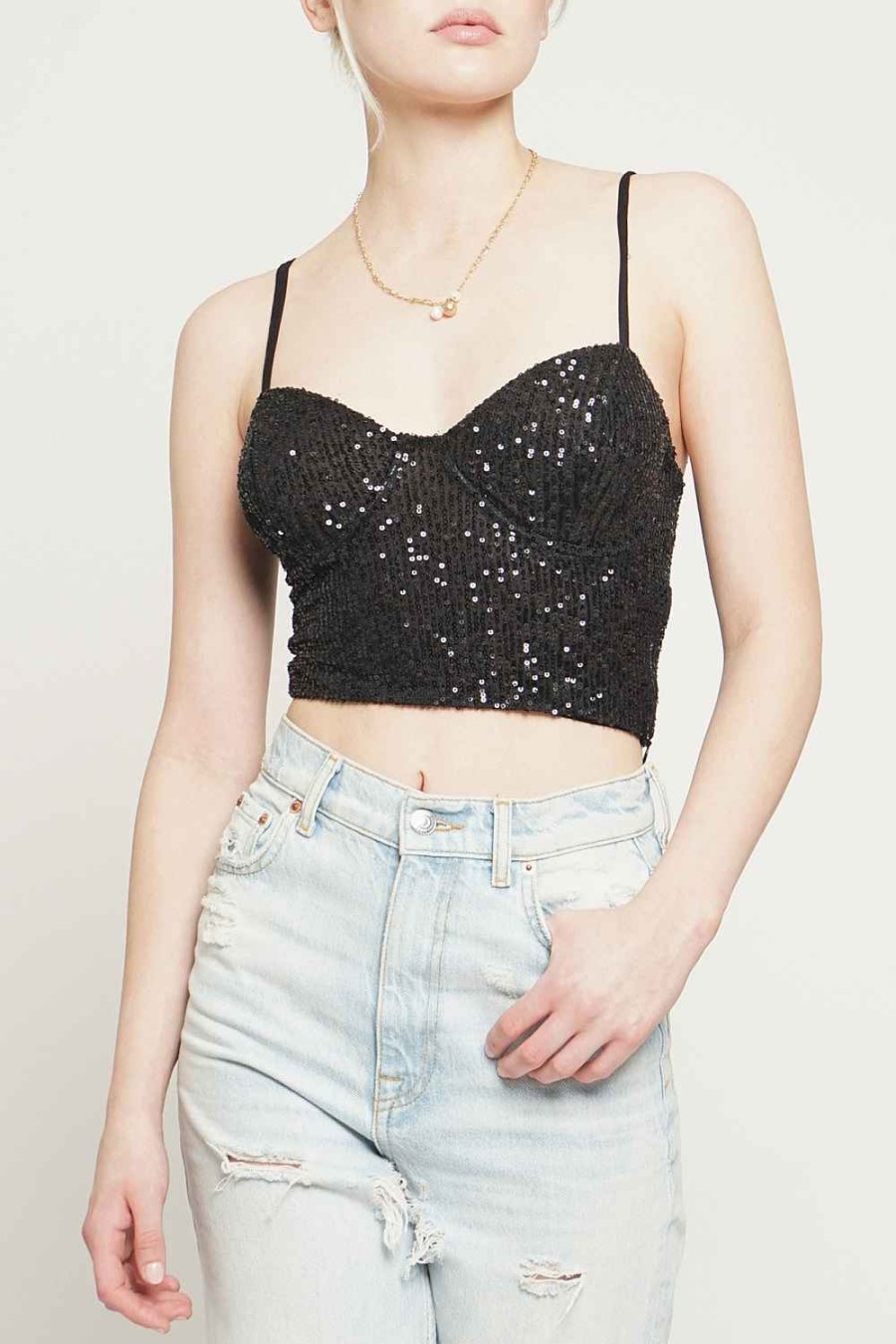 Women Sans Souci Tank Tops | Sparkly Sequins Bralette