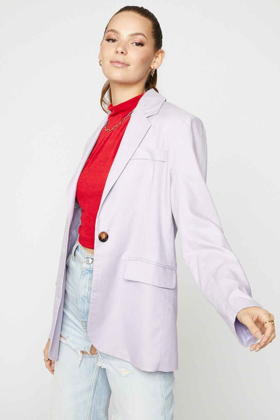 Women Sans Souci Jackets | Oversized Single Blazer Lavender