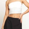 Women Sans Souci Strapless Tops | Metal Fringe Tube Top