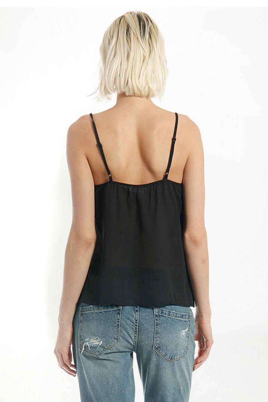 Women Sans Souci Sleeveless Tops | Assymetrical Sequence Contrast Cami Top