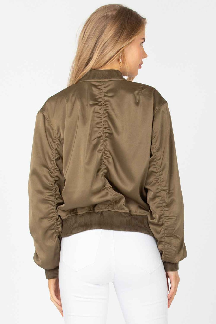 Women Sans Souci Jackets | Ruched Oversized Bomber Jacket