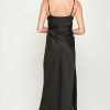 Women Sans Souci Maxi Dresses | Side Keyhole Satin Slip Dress Black