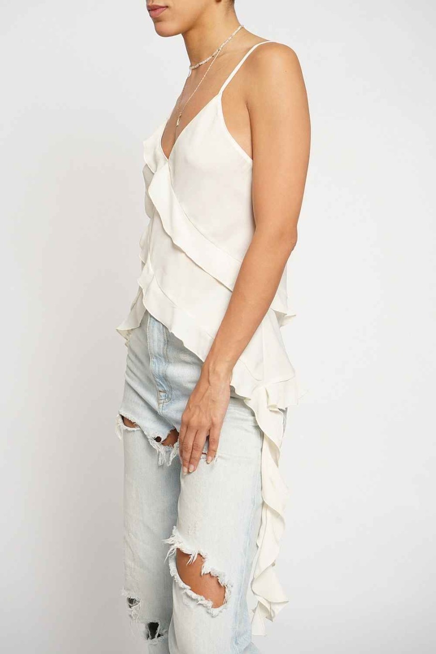 Women Sans Souci Tank Tops | Bias Ruffle Cami