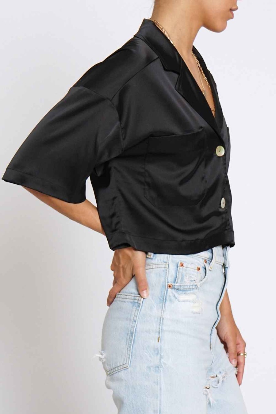 Women Sans Souci Crop Tops | Satin Resort Shirt