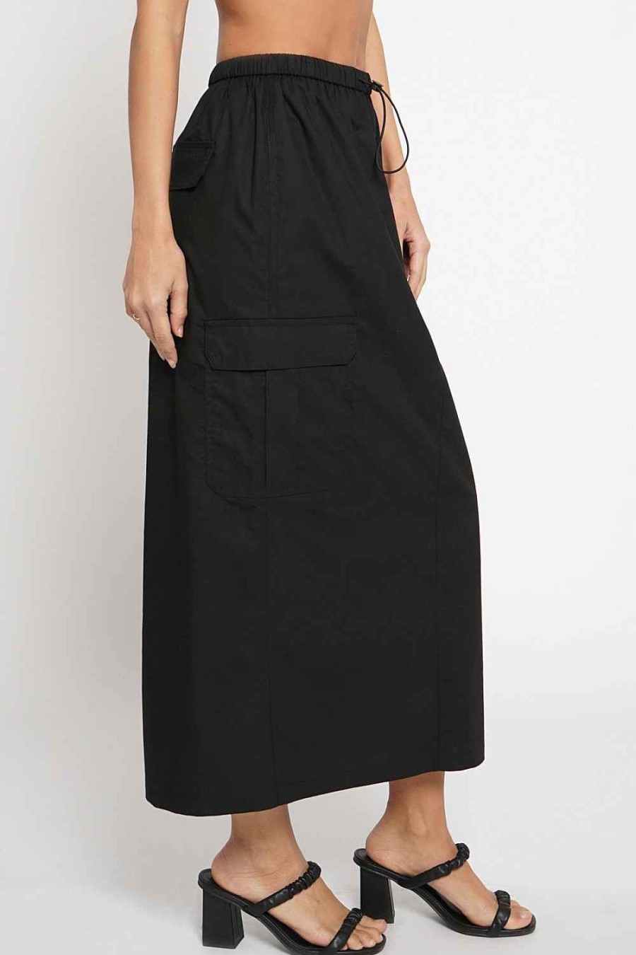 Women Sans Souci Skirts | Pull Cord Long Cargo Skirt