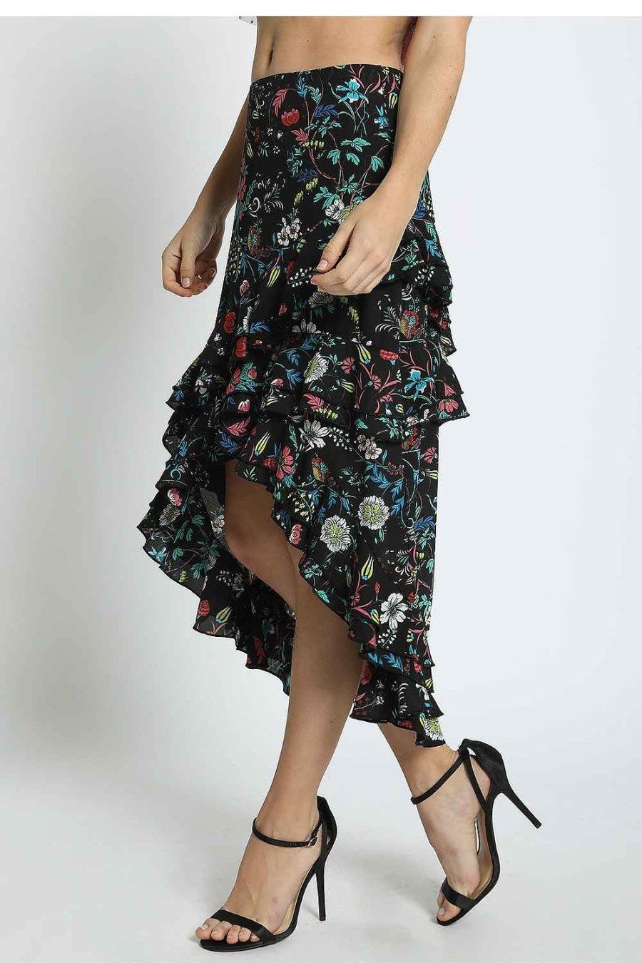 Women Sans Souci Skirts | Floral Hi Low Wrap Skirt