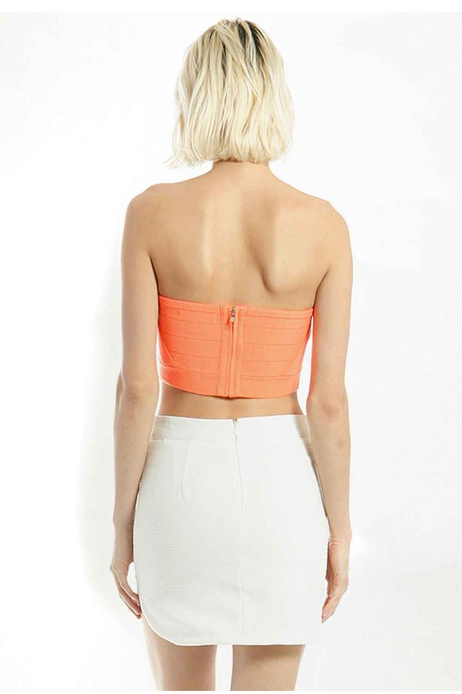 Women Sans Souci Strapless Tops | Knit Back Zip Tube Top