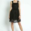 Women Sans Souci Midi Dresses | Crochet Detail Skater Dress Black