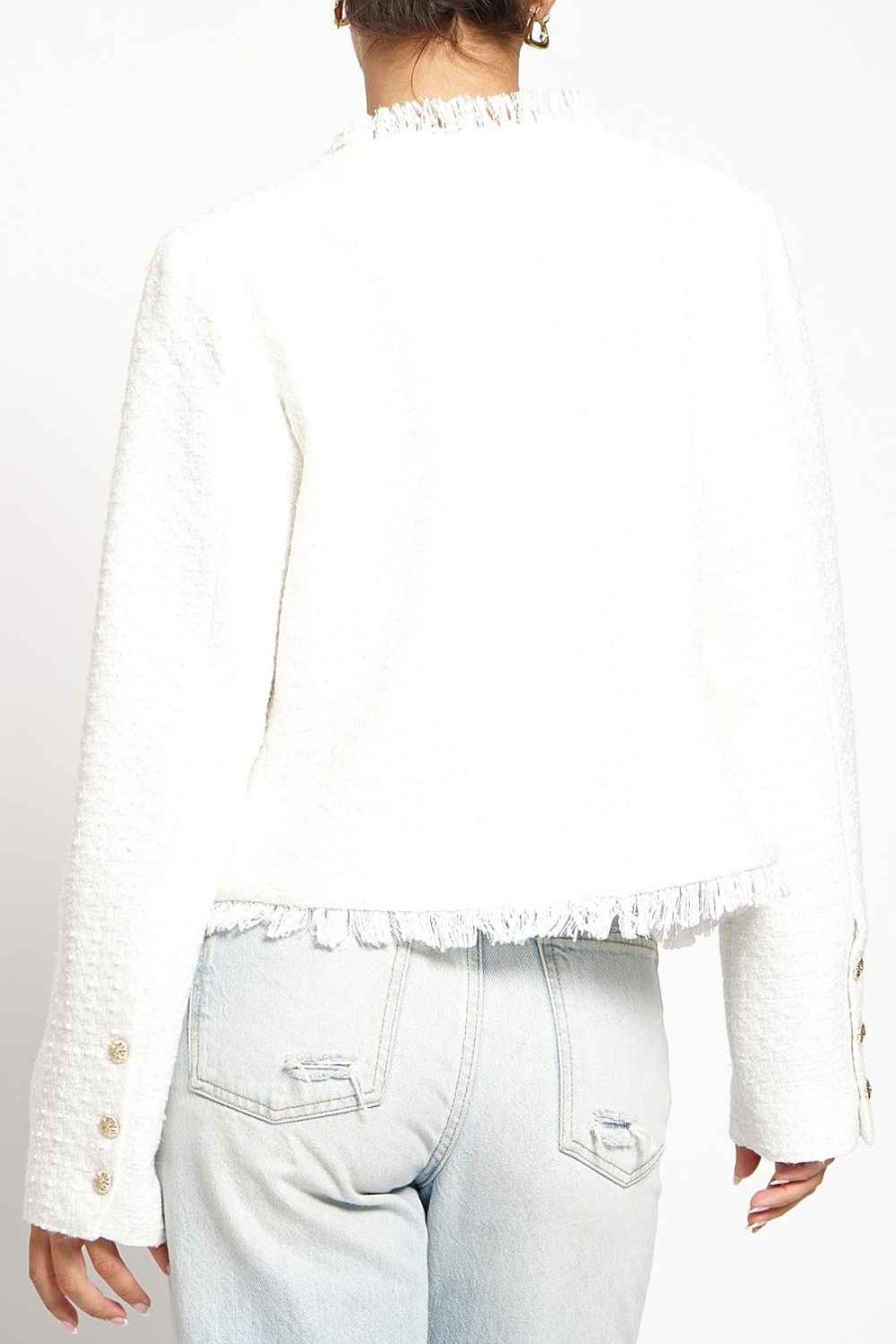 Women Sans Souci Jackets | Boucle Frayed Edge Short Jacket