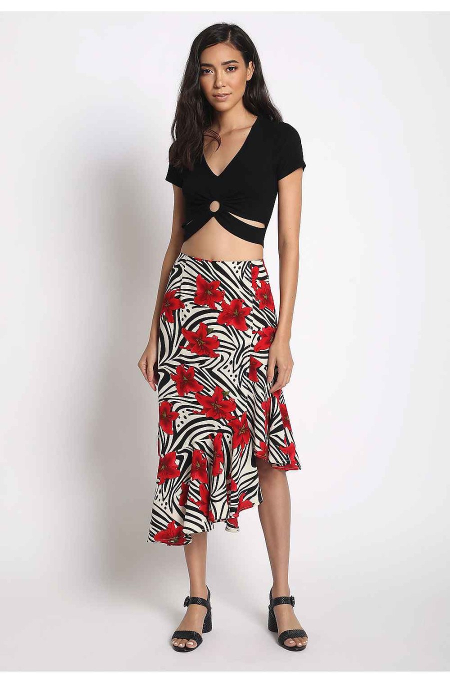 Women Sans Souci Skirts | Floral Print A-Line Skirt