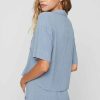 Women Sans Souci 1/2 Sleeve Tops | Linen Resort Top Slate