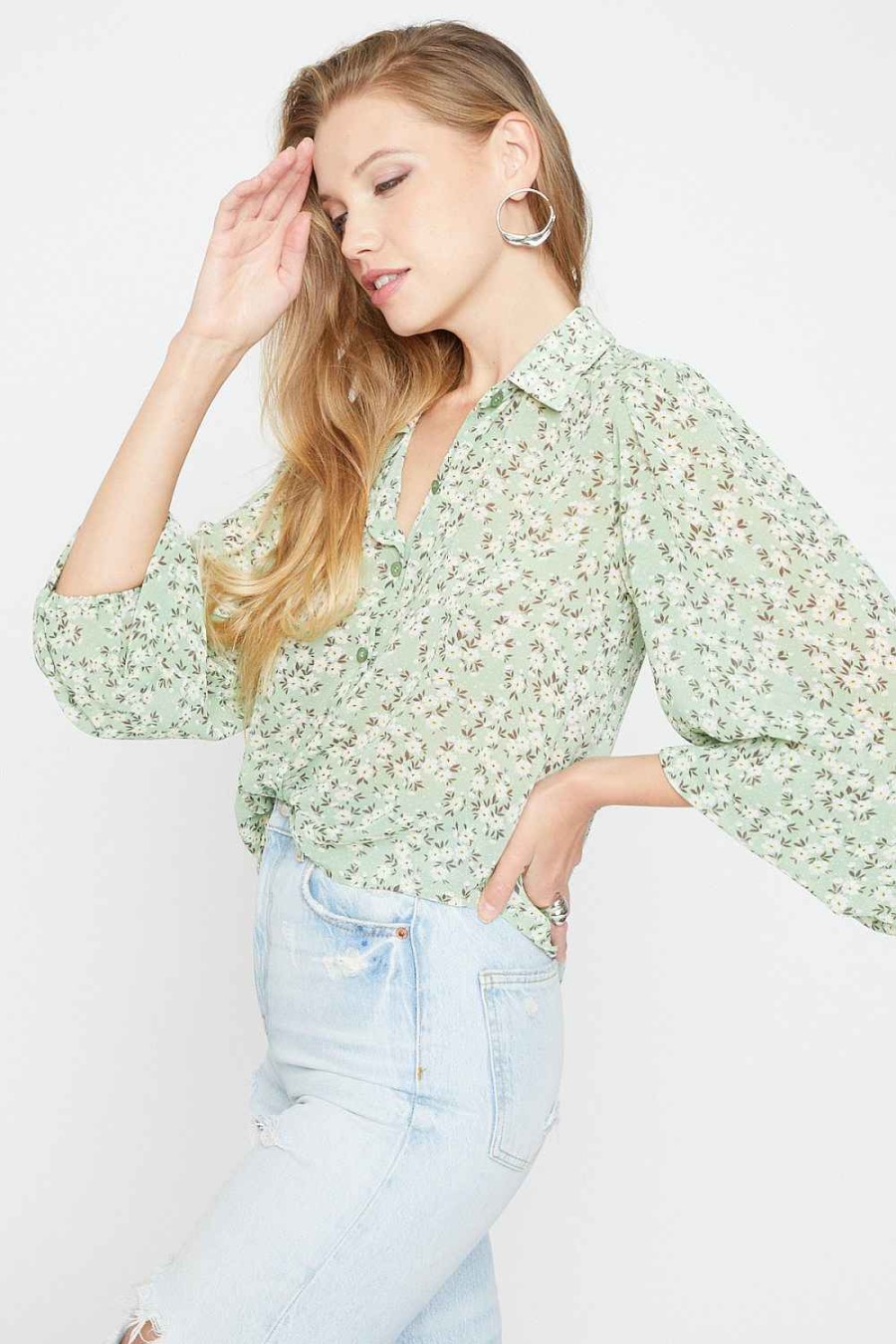 Women Sans Souci 1/2 Sleeve Tops | Floral Georgette Top