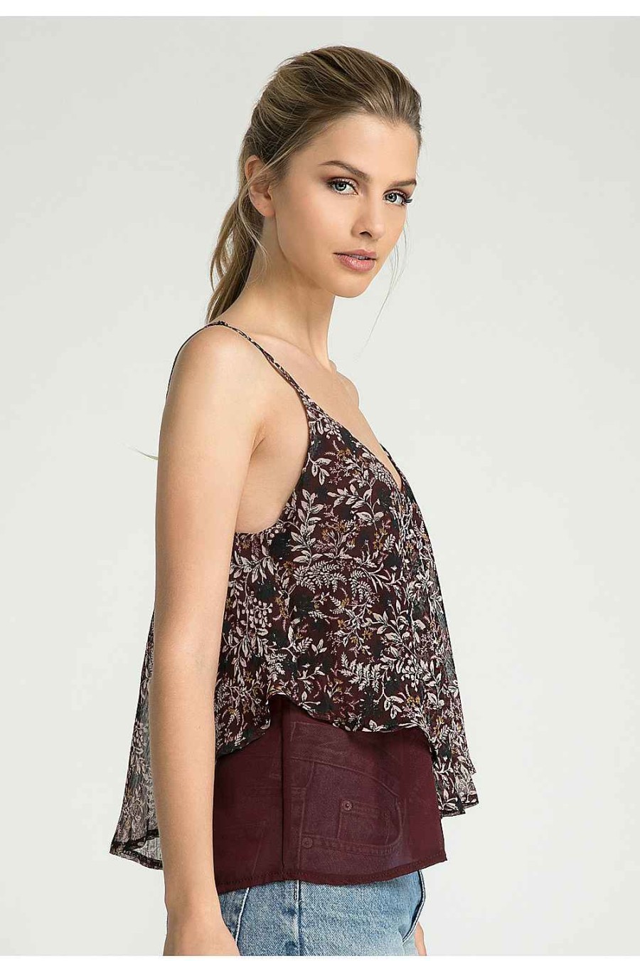 Women Sans Souci Sleeveless Tops | Printed X Back Layered Camisole