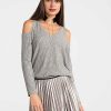 Women Sans Souci Bodysuits | Rib Cold Shoulder Top Heather